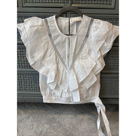 NWOT 7 for all mankind cotton flutter top, $98 XS E13 - Picture 1 of 8
